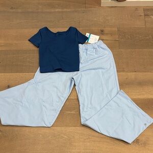 Blue Top and Light Blue Pants Girls Athletic Set